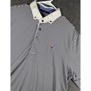 Greyson Golf Polo Shirt Mens XL Blue Performance Short Sleeve Stretch Striped